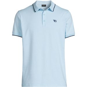 Ballin polo met contrastbies lichtblauw