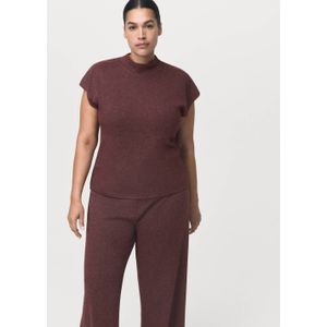 Mango wide leg regular waist casual broek donkerrood