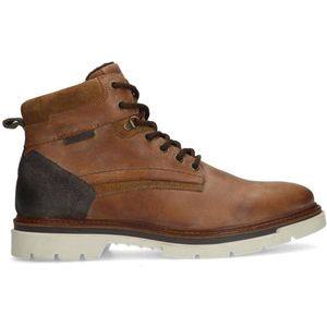 Manfield Leren Veterboots Cognac