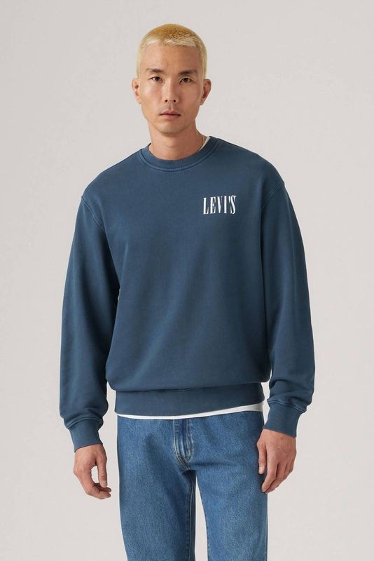 Sweater - Blauw - Katoen - Relaxte Pasvorm met Grafisch Ontwerp