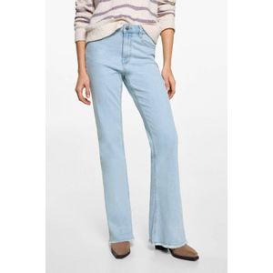 MANGO - Flared Jeans - Lichtblauw - Stretchdenim - Gerafelde Details