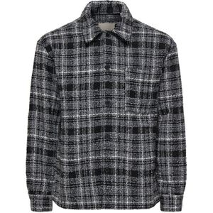 ONLY & SONS loose geruit casual overhemd met textuur grijs