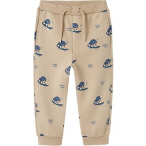 NAME IT MINI joggingbroek NMMOTTO met all over print beige/blauw