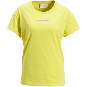 Colourful Rebel T-shirt met logo geel/paars