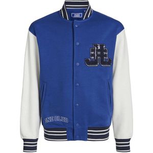 JACK & JONES JUNIOR sweatvest JORCOLE VARSITY hardblauw/wit