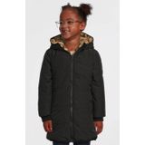 anytime - Gewatteerde Reversible Jas - Panter/Zwart - Midi Lengte