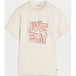 JOSH V Dorie Graphic regular fit t-shirt ecru/roze