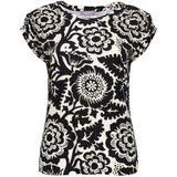 Geisha top met all over print zwart/ecru