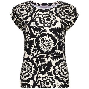 Geisha top met all over print zwart/ecru