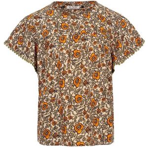 LOOXS little gebloemde top bruin/oranje