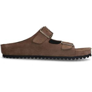 Manfield suède slippers bruin