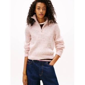 Tommy Jeans - Trui - Rosa - Geribbelde Kraag - Halve Rits