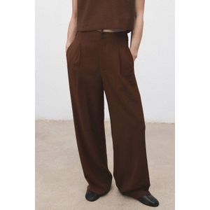 Mango straight regular waist casual broek bruin