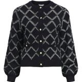OBJECT Gebreid vest 'OBJPILUNA'  zwart / wit