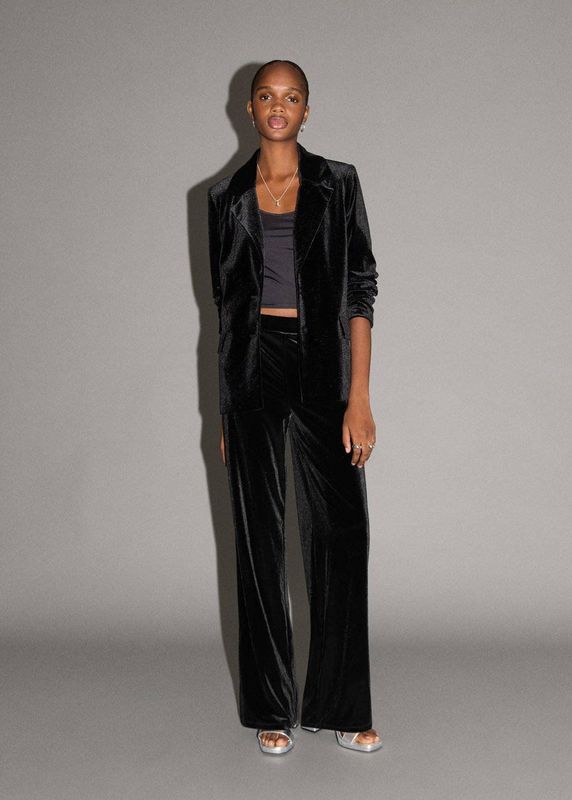 MANGO TEEN fluwelen pantalon zwart