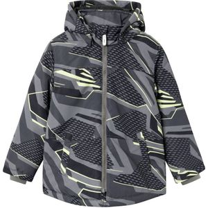 NAME IT KIDS winterjas NKMMAX met all over print zwart/grijs