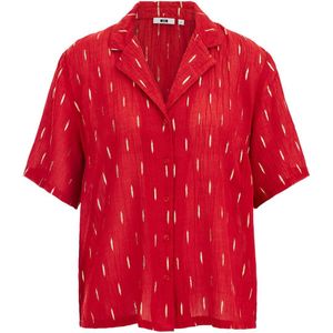 WE Fashion blouse met all over print en textuur rood/goud