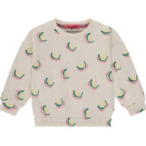 Stains&Stories sweater met all over print ecru/groen/geel