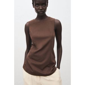 Mango mouwloze top bruin