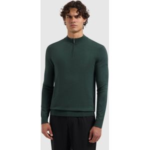 Pure Path - Regular Fit Half Zip Knitwear - Donkergroen - Sweater