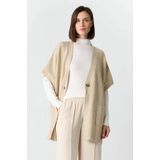 Comma - Poncho - Licht Taupe Melange - Met 1-knoopsluiting