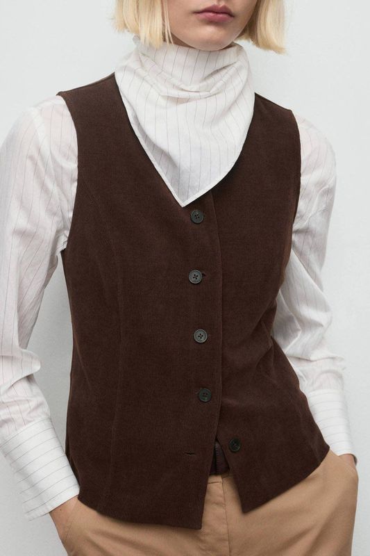 Mango gilet donkerbruin