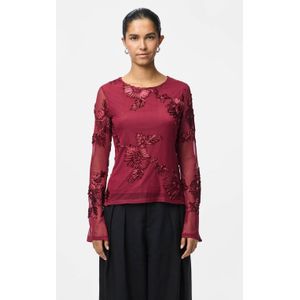 PIECES gebloemde top rood