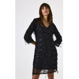 GARCIA - Jurk - Zwart - Pailletten - V-hals - Driekwart Mouwen