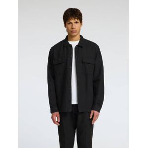 SELECTED HOMME linnen relaxed overshirt zwart