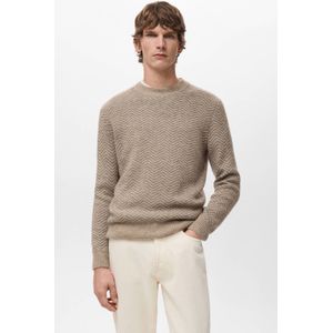Mango Man trui met wol gebreid beige