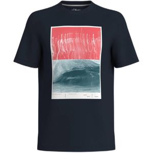 s.Oliver slim fit T-shirt met printopdruk marine