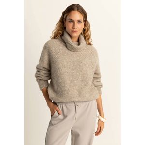 Expresso trui met wol beige gebreid