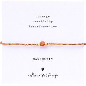 A Beautiful Story armband Iris Card Carneool goudkleurig