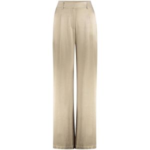 Expresso satijnen wide leg pantalon beige