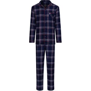 Pastunette for men flanellen pyjama donkerblauw/wit/rood