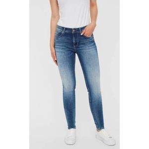 VERO MODA mid waist skinny jeans Lux met katoen VMLUX medium blue denim