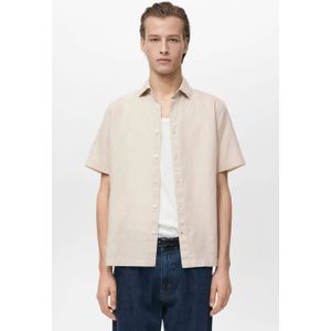 Mango Man linnen casual overhemd zand