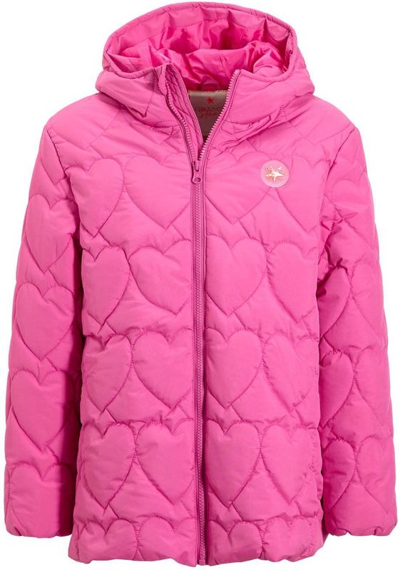 Orange Stars gewatteerde winterjas Rachael met hartjes roze