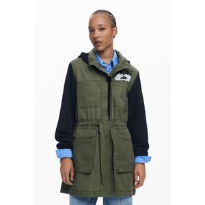 Desigual - Gecombineerde Mickey™ Parka - Midi-jas - Effen - Regular Fit - Lange Mouwen
