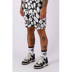 BLACK BANANAS regular fit short BOHEMIAN met all over print zwart/wit