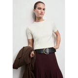 Mango gebreide trui ecru met kabels