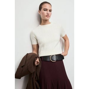 Mango gebreide trui ecru met kabels