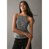 MANGO TEEN spaghettitop zilver met pailletten