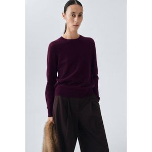Mango pullover met wol donkerrood