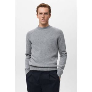 Mango Man trui met wol fijn gebreid grijs