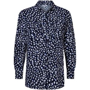 Miss Etam blouse met all over print donkerblauw/wit