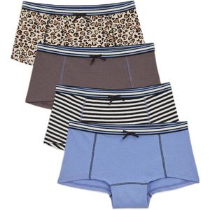 WE Fashion hipsters - set van 4 lichtblauw/bruin