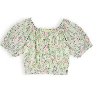 NONO gebloemde crop top Tomas lichtgroen/roze