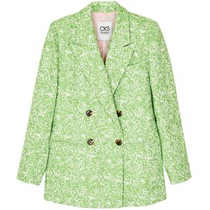 CKS rechtvallende blazer met all over print en textuur lichtgroen