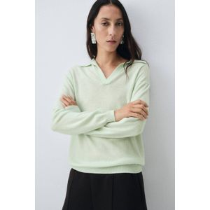 Mango pullover met wol turquoise